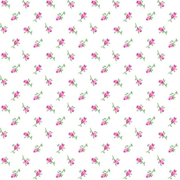 A.E. Nathan Company Other - Tiny Pink Rosebud Primrose FLANNEL on White Fabric - Comfy Flannel Prints Cotton